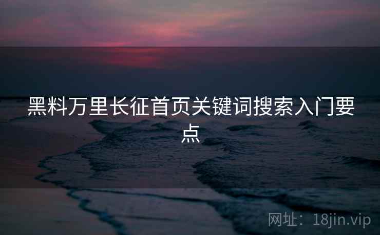 黑料万里长征首页关键词搜索入门要点