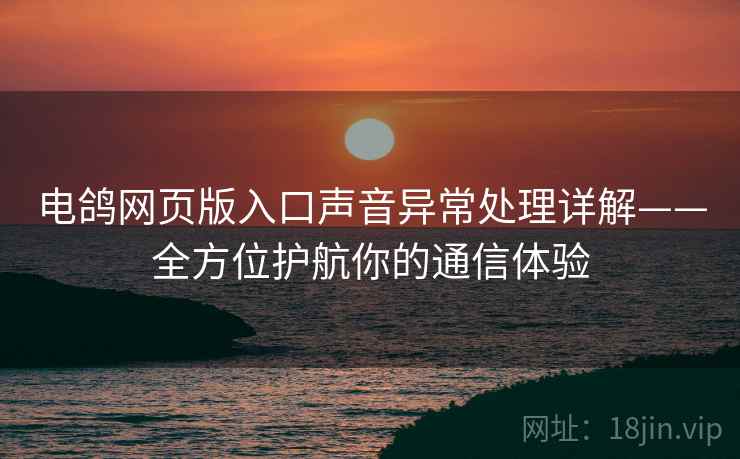 电鸽网页版入口声音异常处理详解——全方位护航你的通信体验