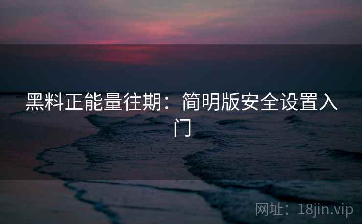 黑料正能量往期：简明版安全设置入门