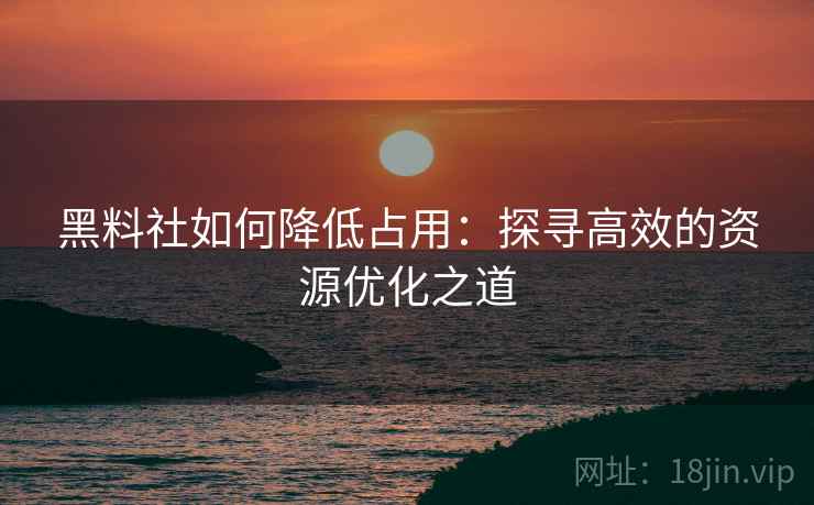 黑料社如何降低占用：探寻高效的资源优化之道