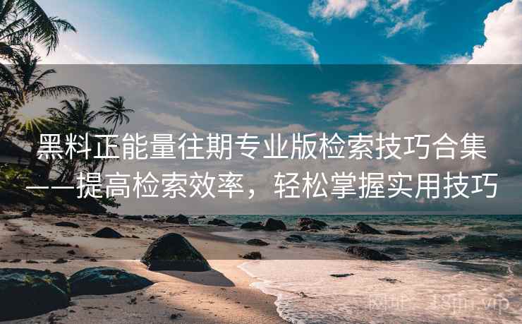 黑料正能量往期专业版检索技巧合集——提高检索效率，轻松掌握实用技巧
